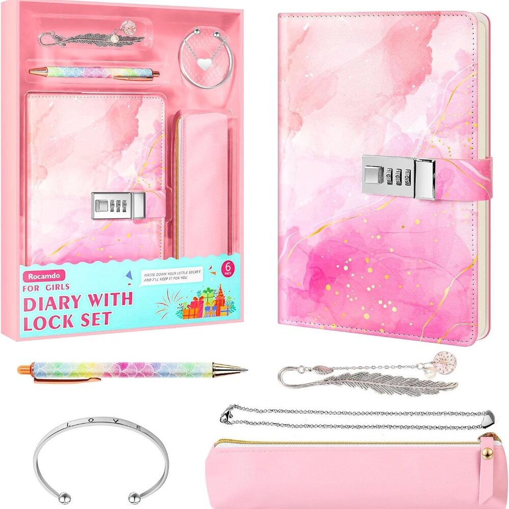 Diary with Lock Set, Journal with Lock Kit A5 Password Notebook with Pencil Case